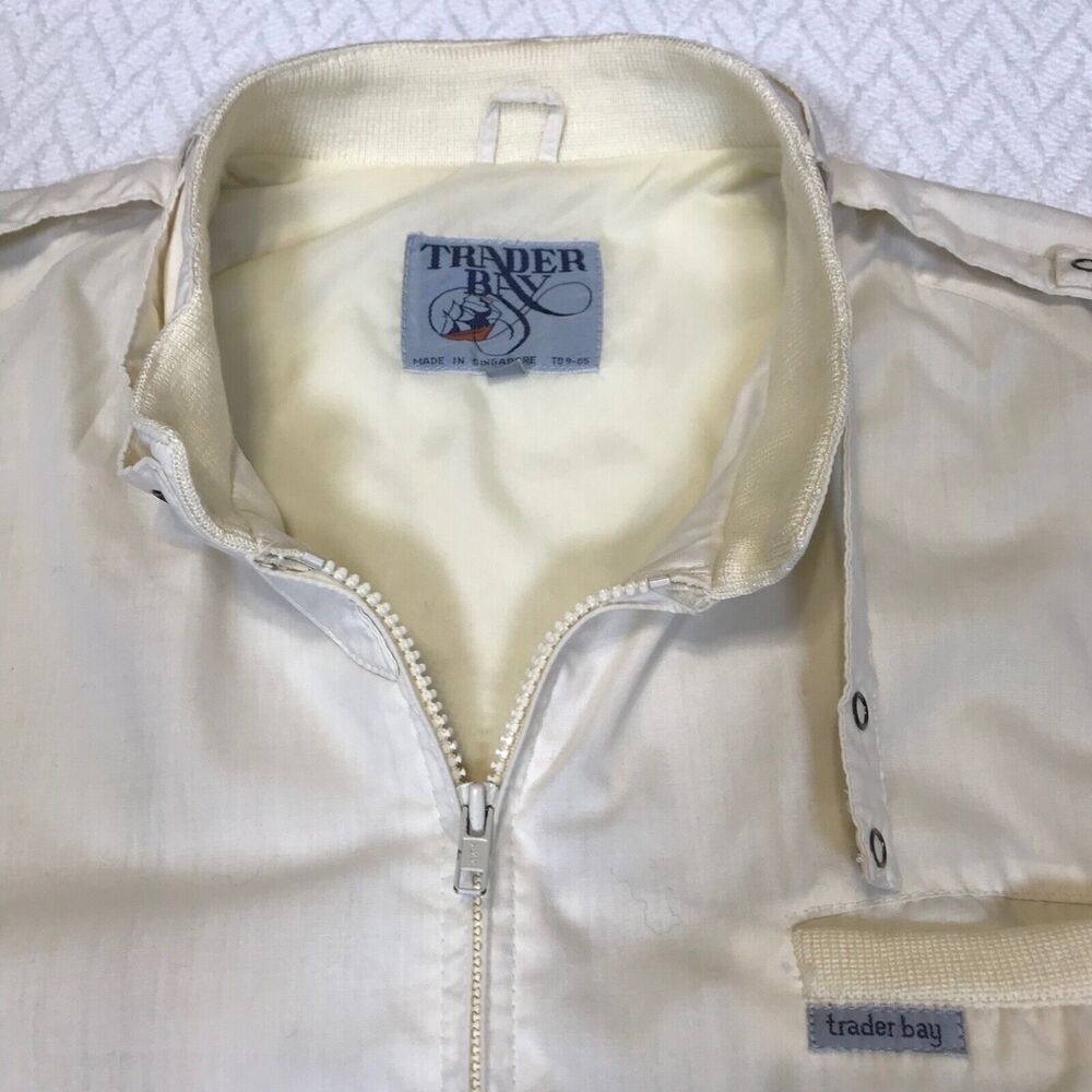 Trader Bay Mens Size Large Bomber Jacket White Po… - image 4